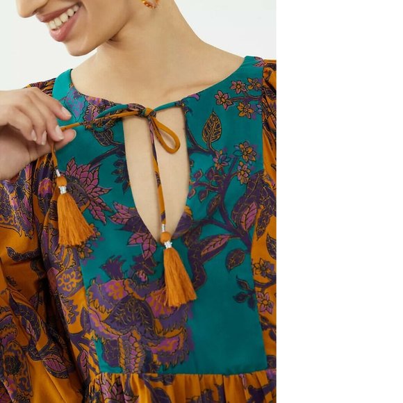 Anthropologie Romantic 100% Silk Tunic Dress size S new with tag nwt - Picture 2 of 9